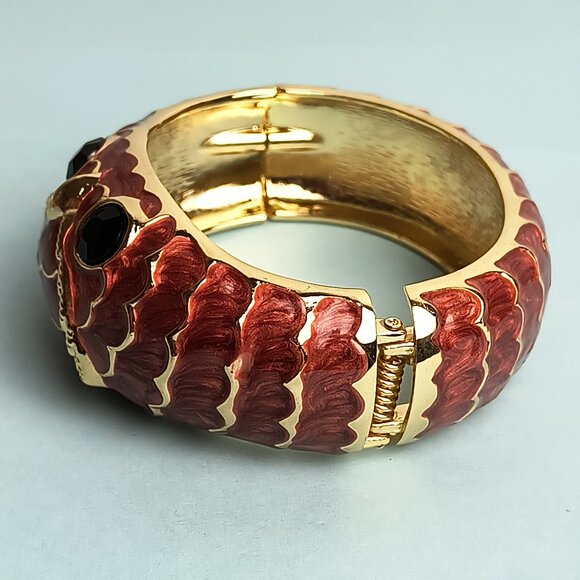 Confident Chunky Epoxy Enamel Owl Hinged Fold Over Cuff Bangle Bracelet … - Picture 5 of 10